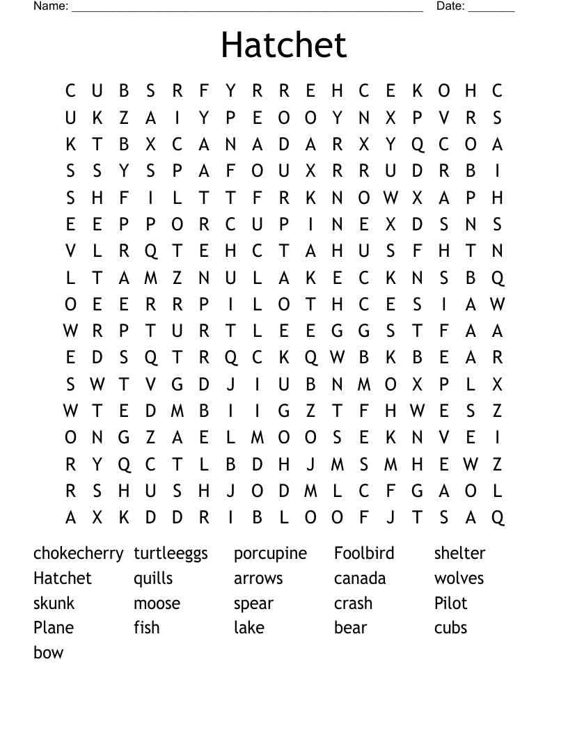 Hatchet Word Search
