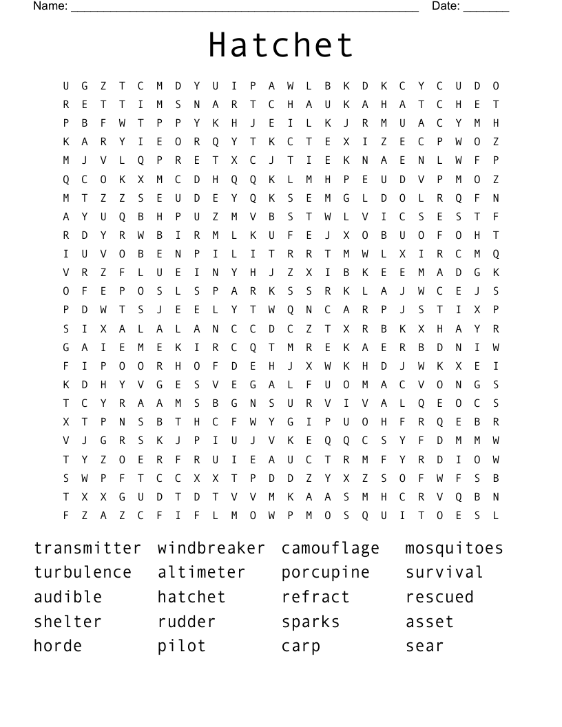Hatchet Word Search