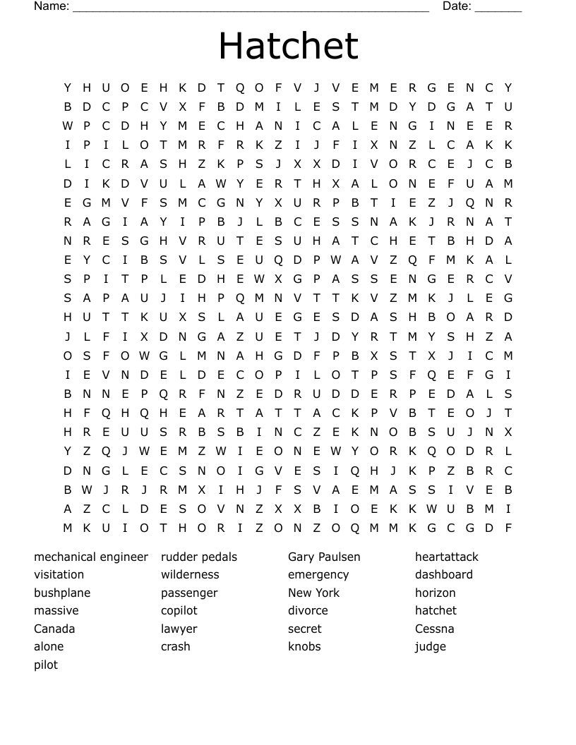 Hatchet Word Search