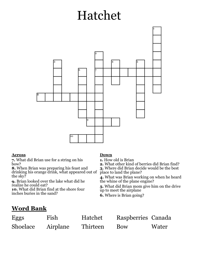 Hatchet Crossword