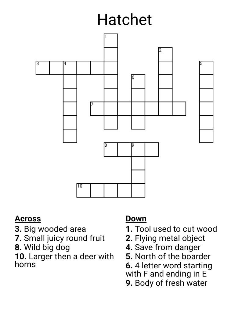 Hatchet Crossword