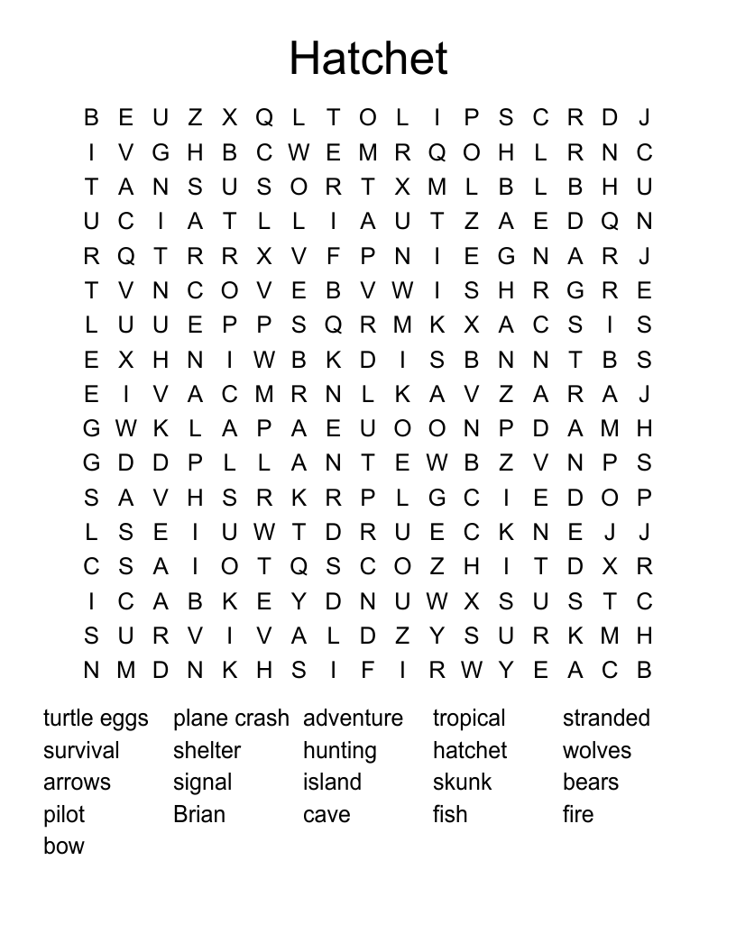 Hatchet Word Search
