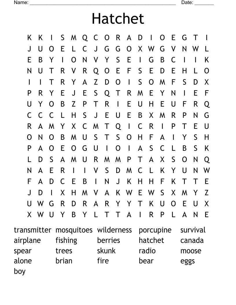 Hatchet Word Search