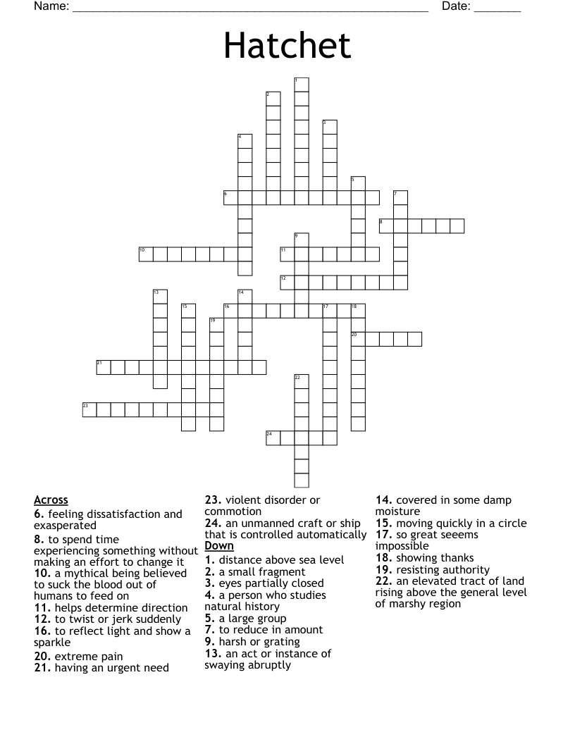 Hatchet Crossword