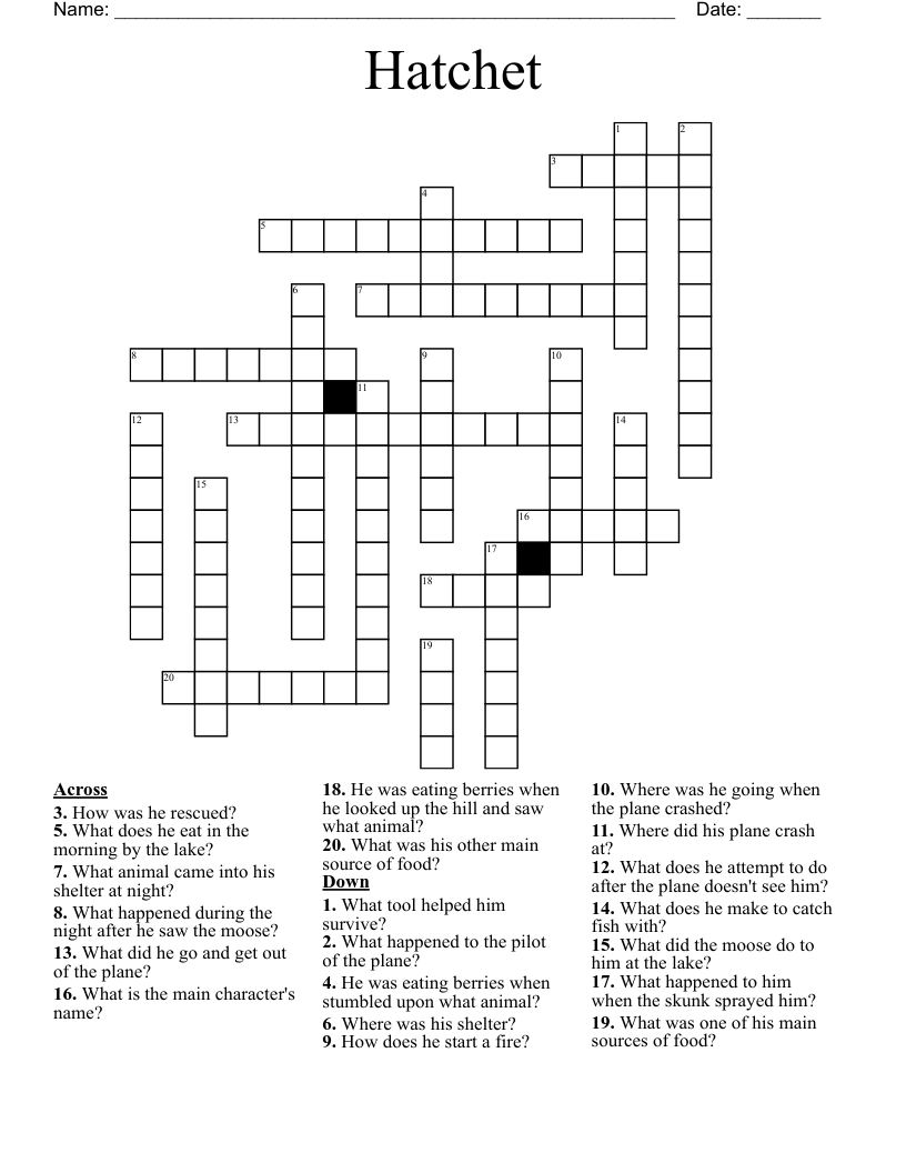 Hatchet Crossword