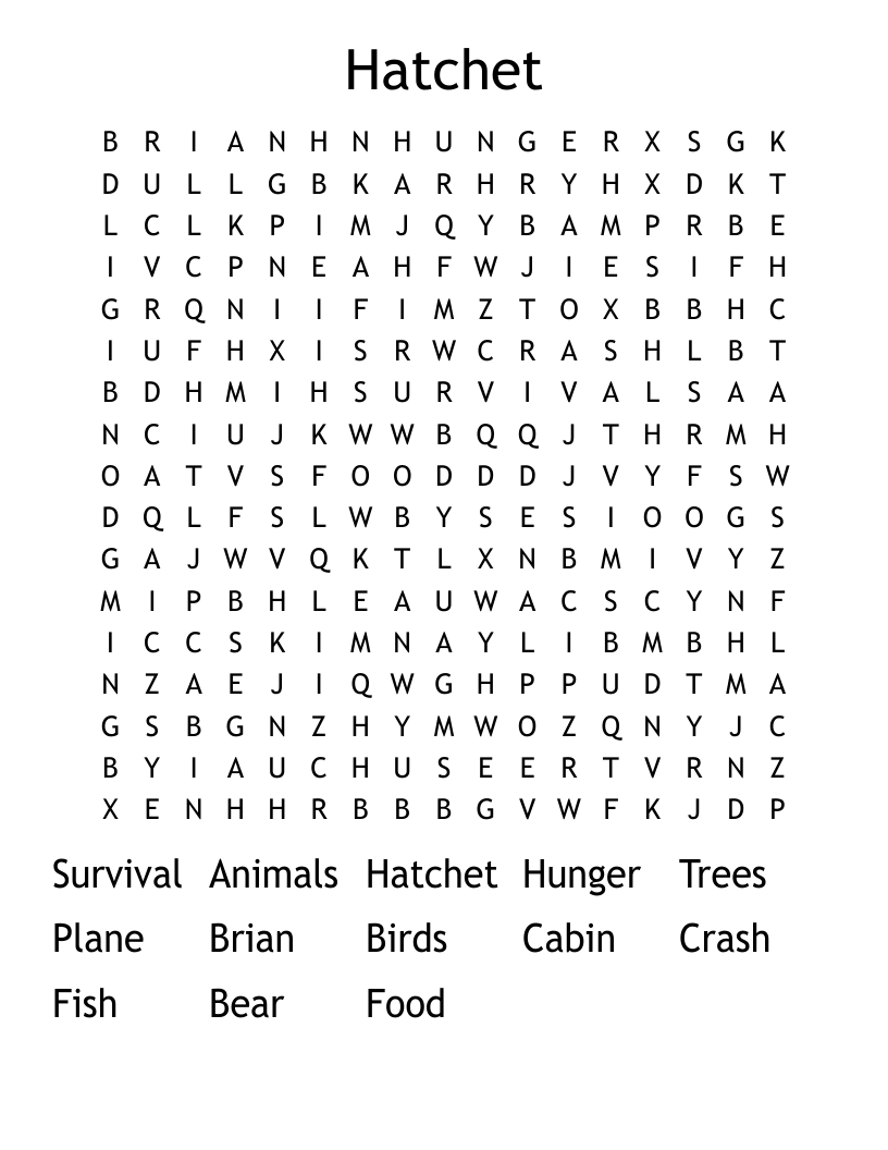 Hatchet Word Search