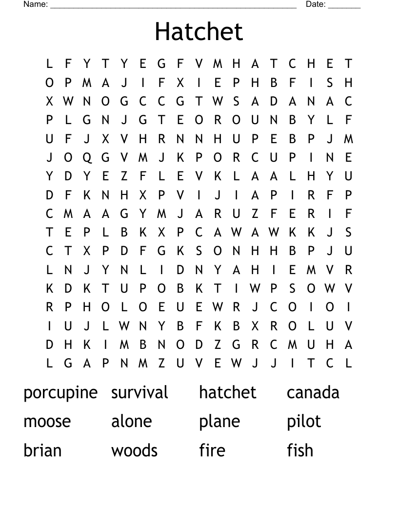 Hatchet Word Search