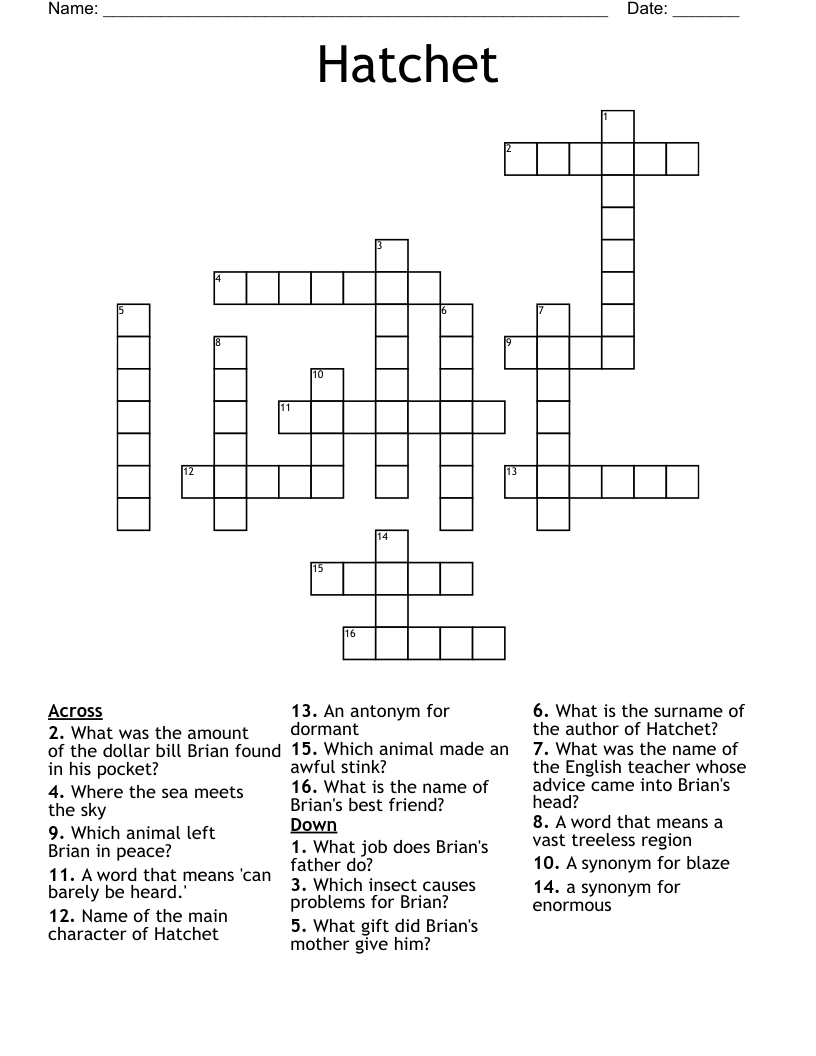 Hatchet Crossword