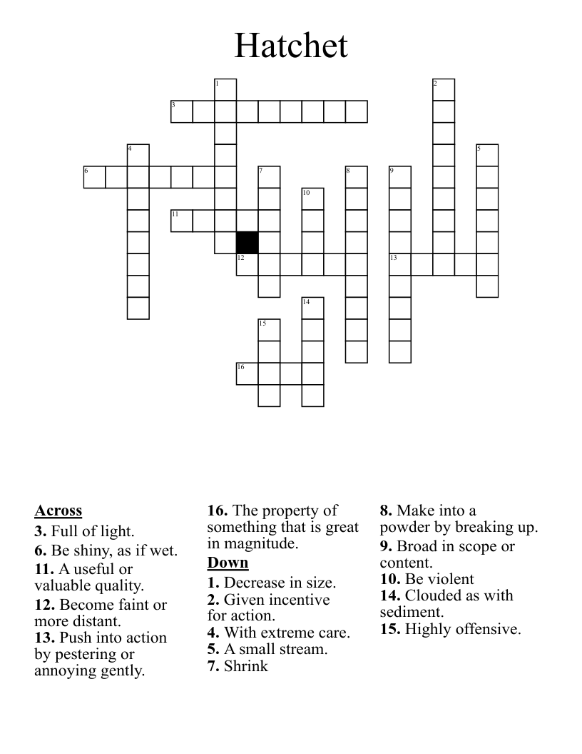 Hatchet Crossword