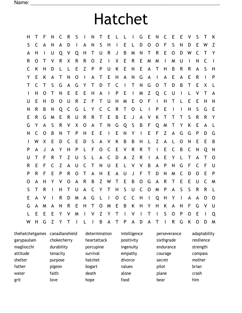 Hatchet Word Search