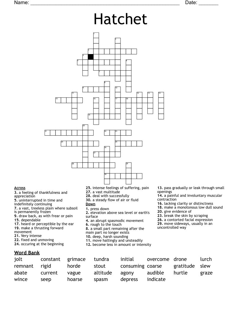 Hatchet Crossword