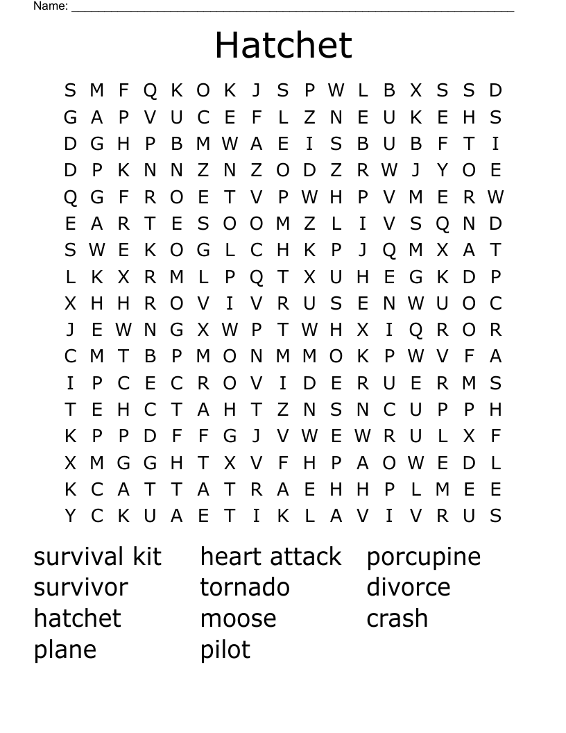 Hatchet Word Search