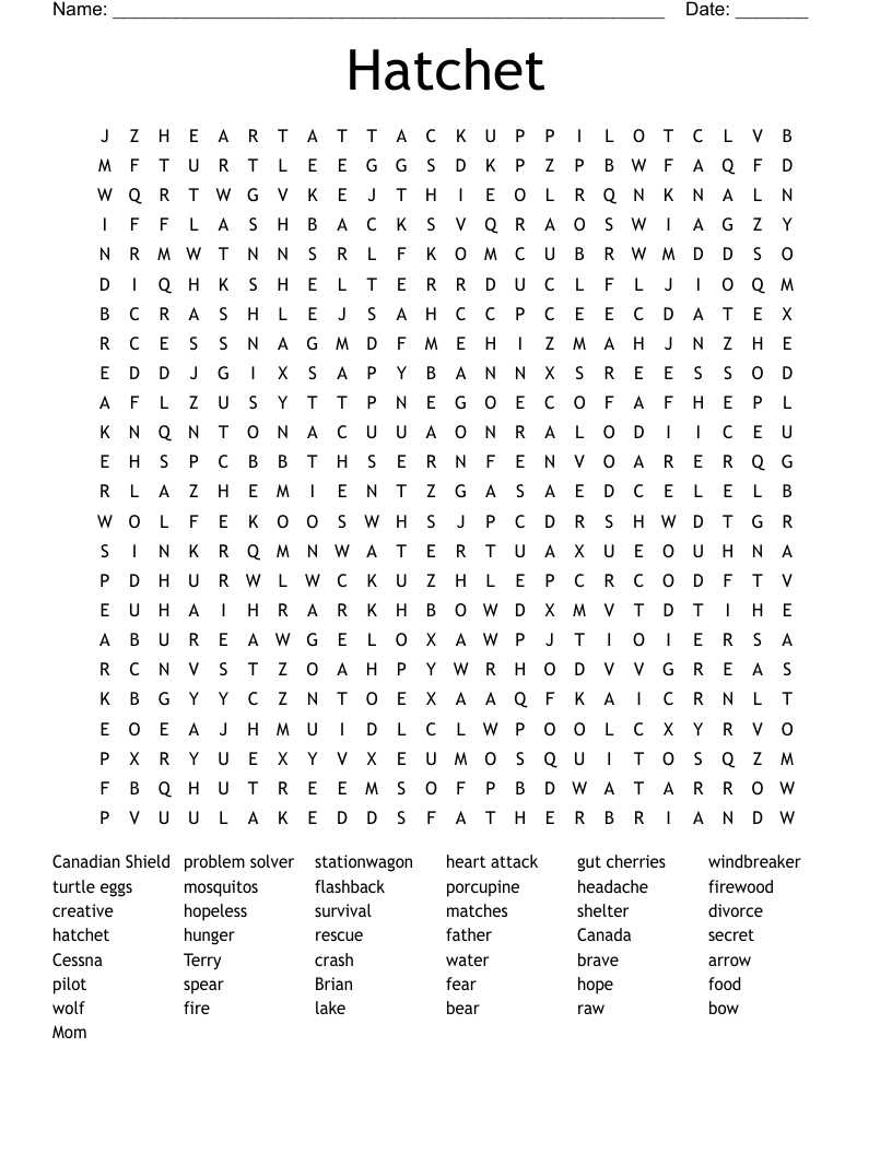 Hatchet Word Search
