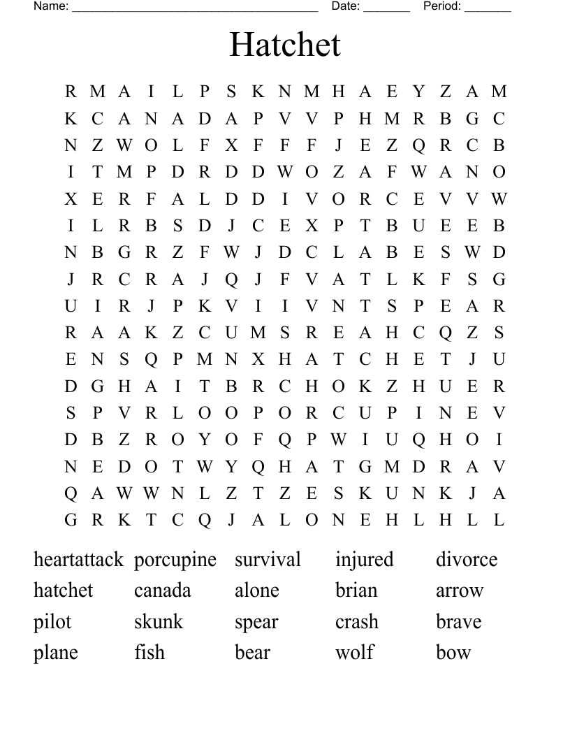 Hatchet Word Search