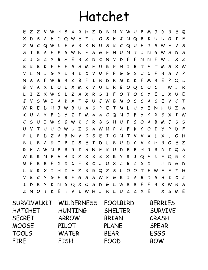Hatchet Word Search