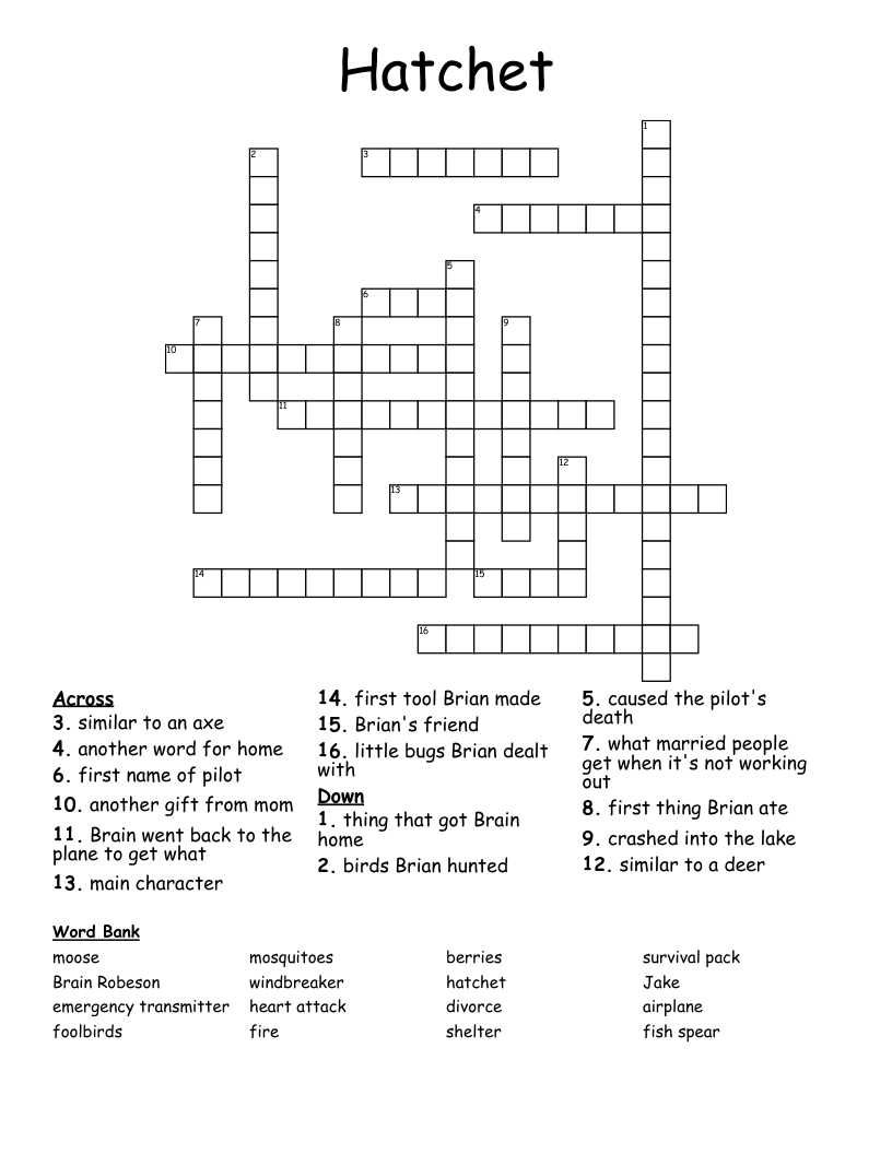 Hatchet Crossword