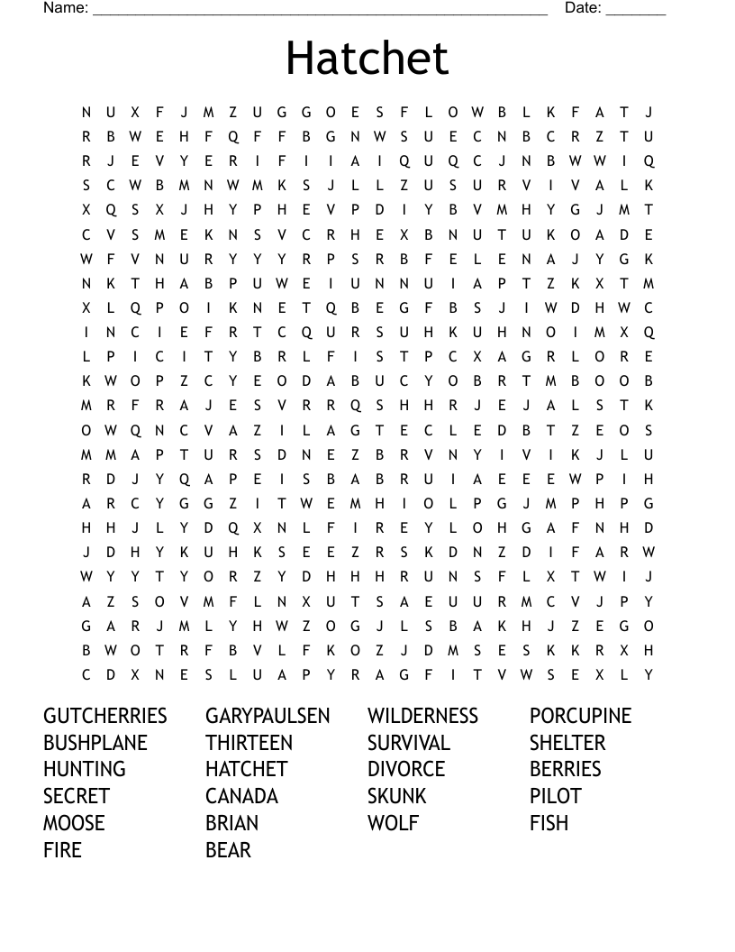 Hatchet Word Search