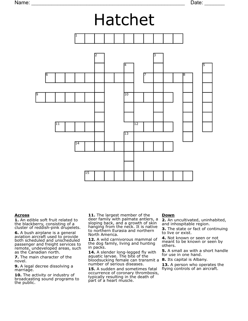 Hatchet Crossword