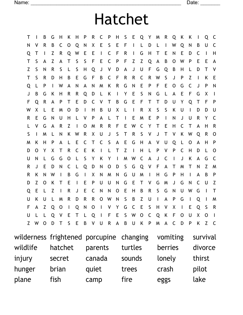 Hatchet Word Search