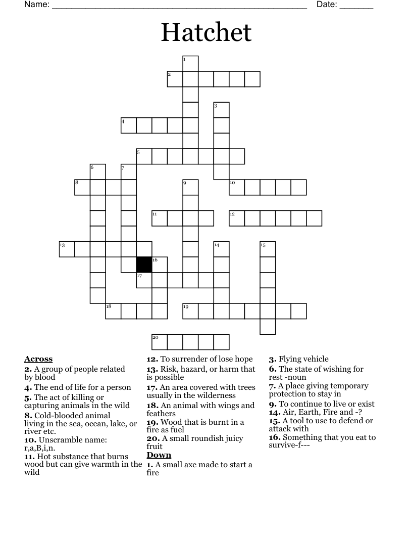 Hatchet Crossword