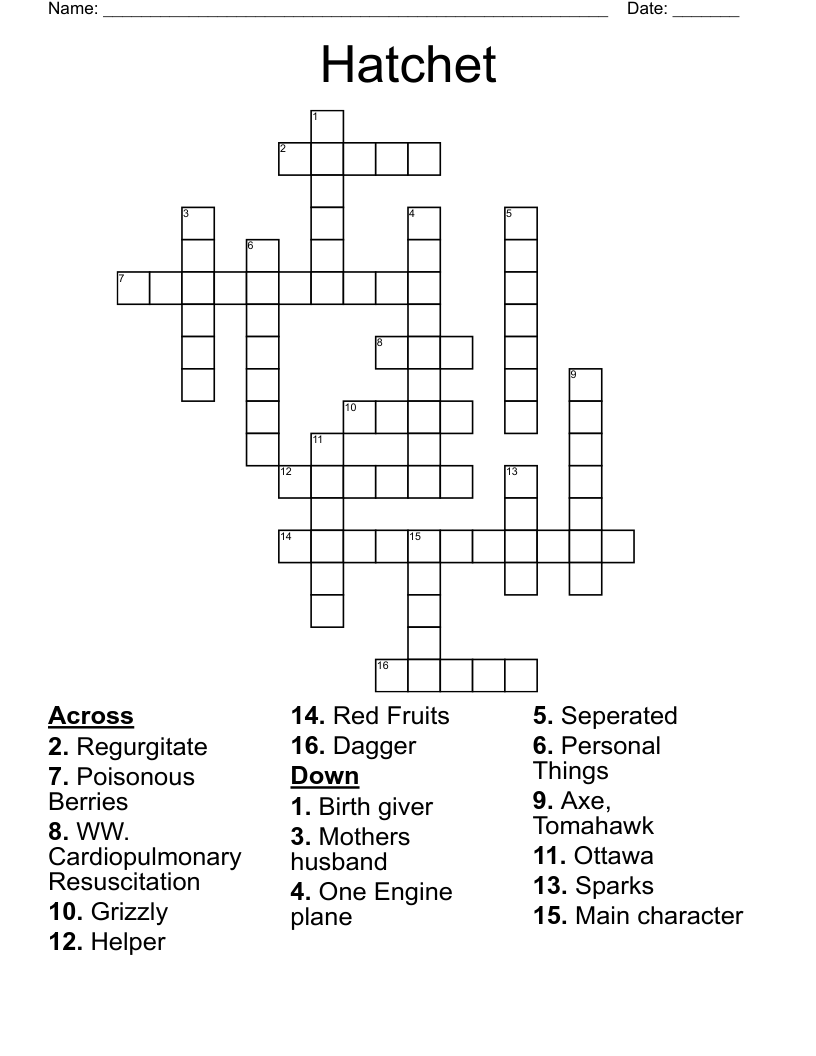 Hatchet Crossword