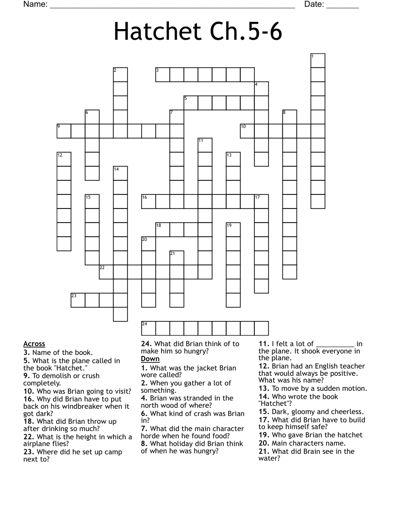 Hatchet Ch.5-6 Crossword