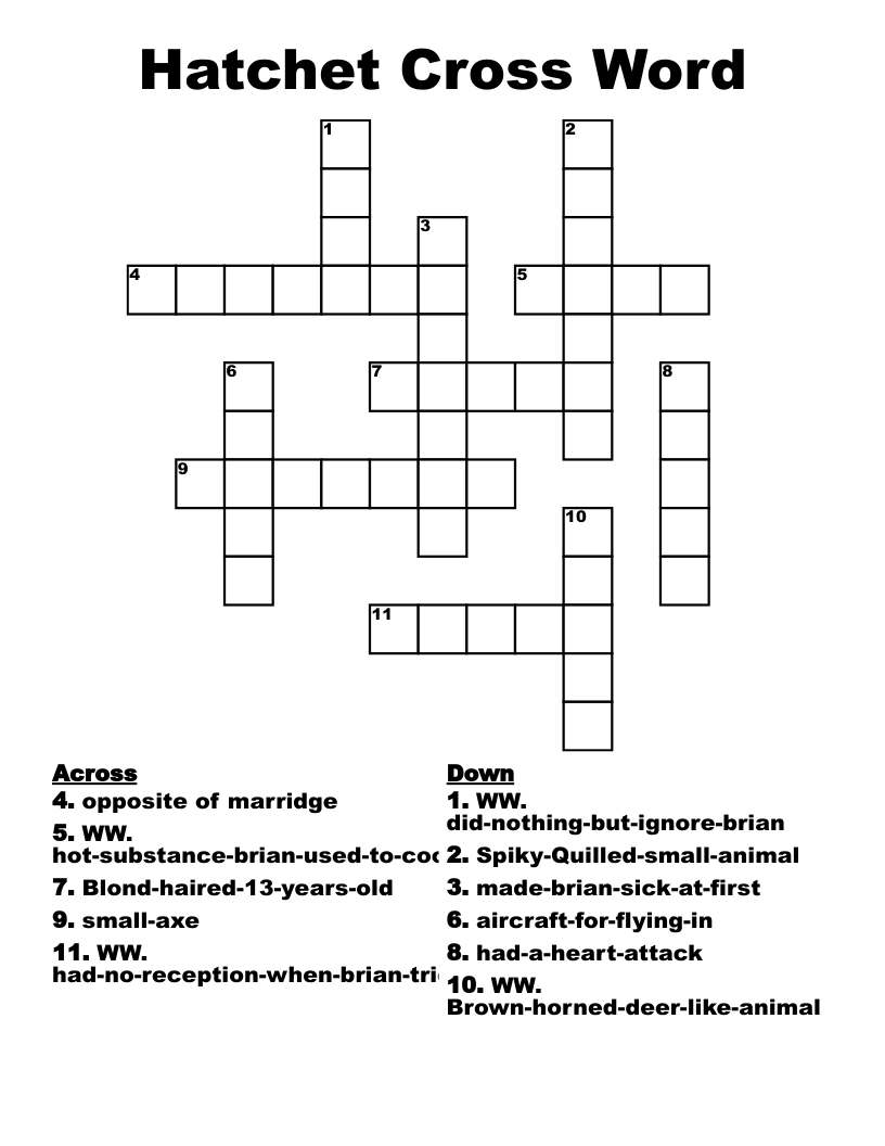 Hatchet Cross Word