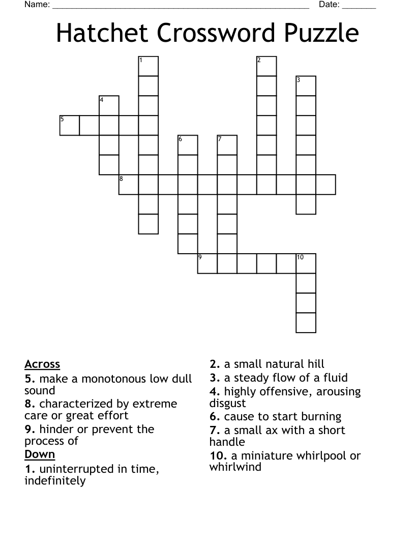 Hatchet Crossword Puzzle