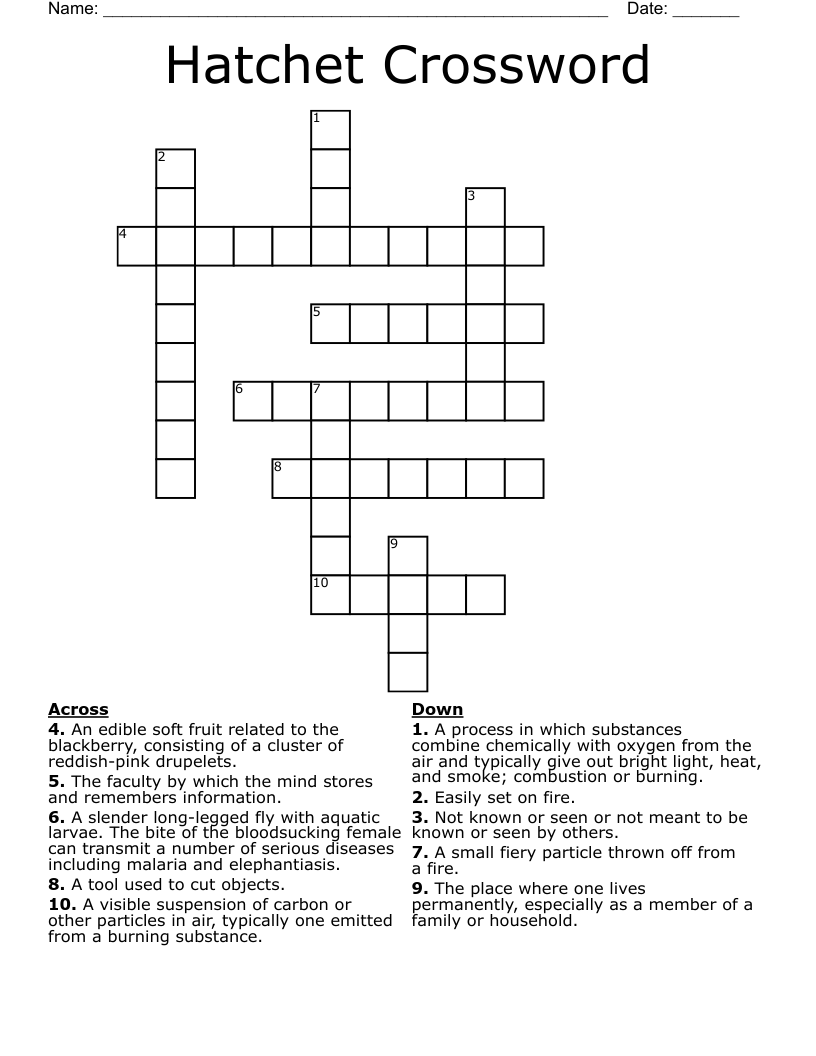 Hatchet Crossword 