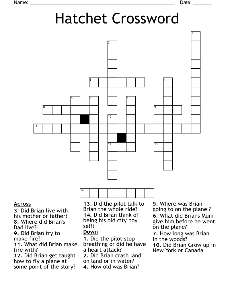 Hatchet Crossword 