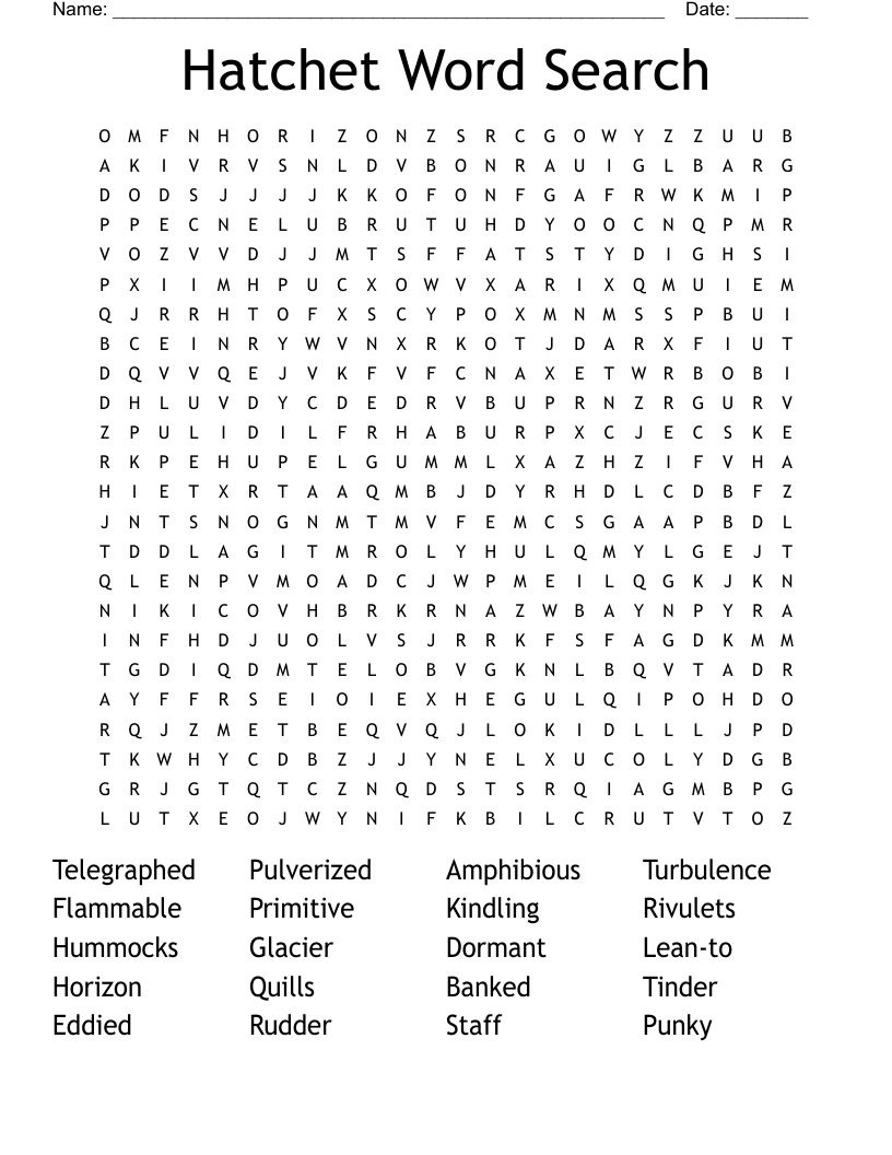 Hatchet Word Search