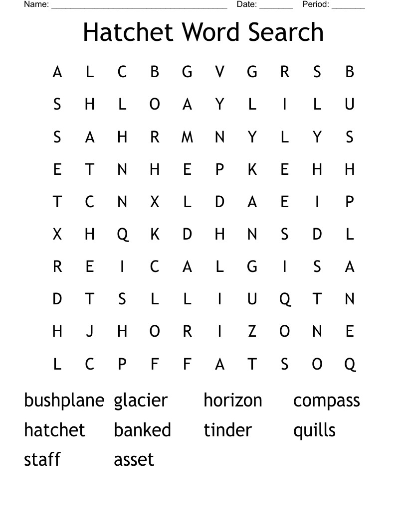 Hatchet Word Search
