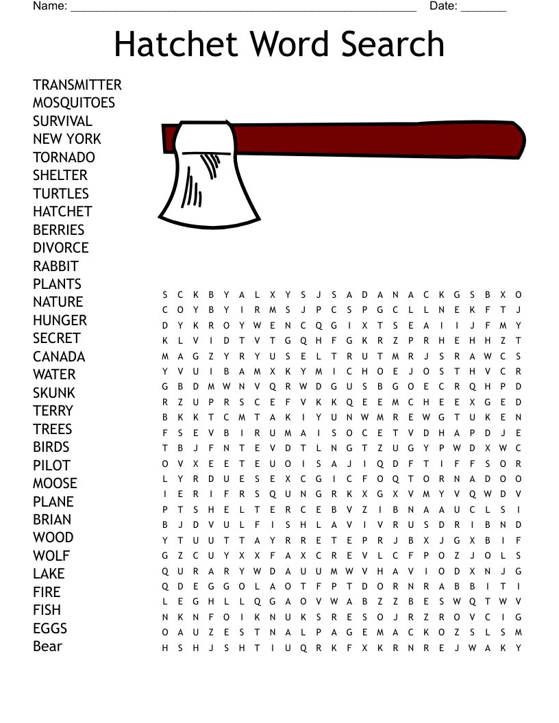 Hatchet Word Search