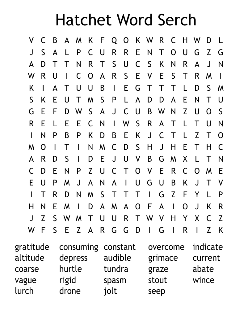 Hatchet Word Serch Word Search