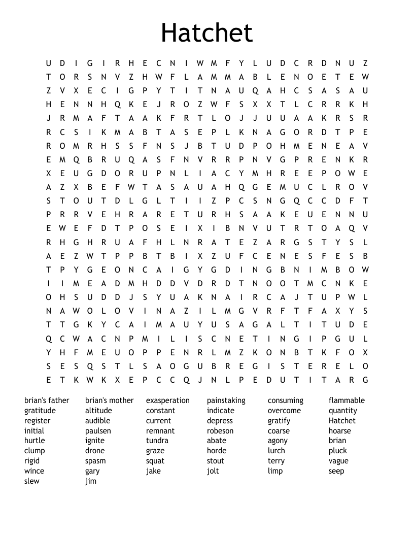 Hatchet  Word Search