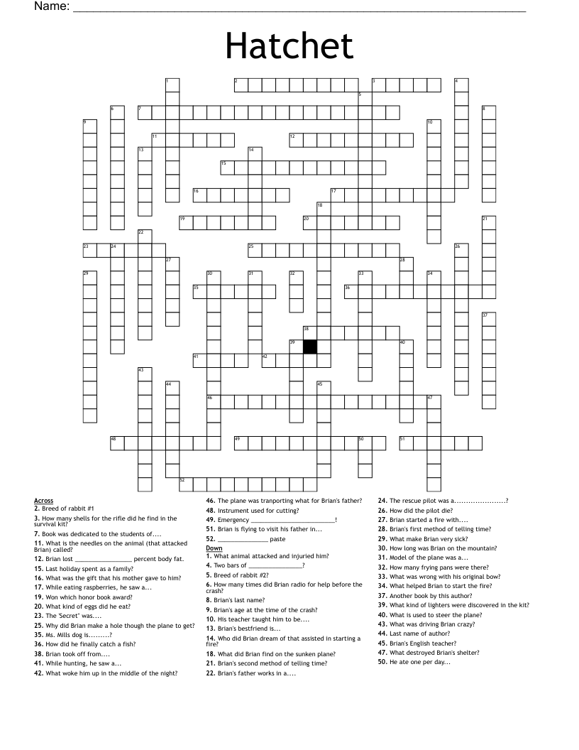 Hatchet   Crossword