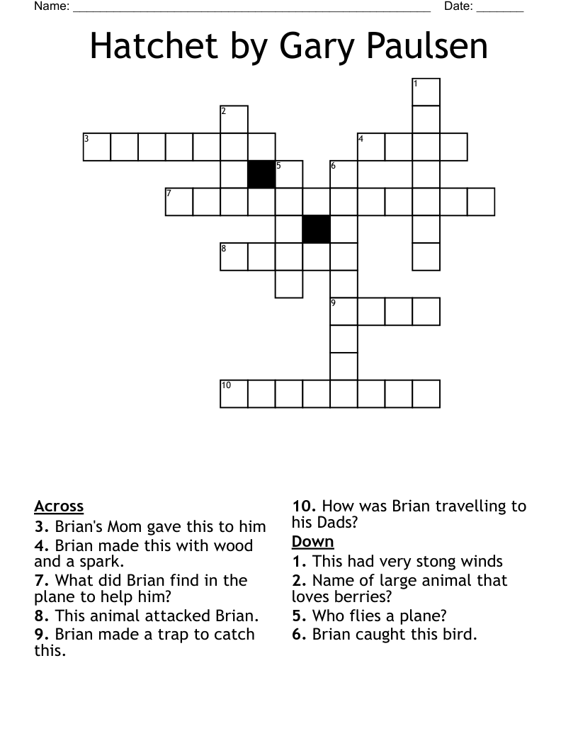 Hatchet by Gary Paulsen Crossword