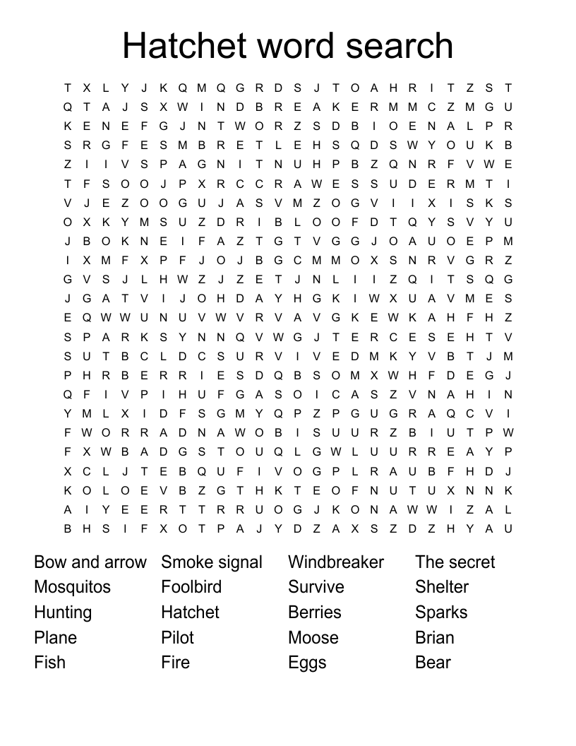 Hatchet word search