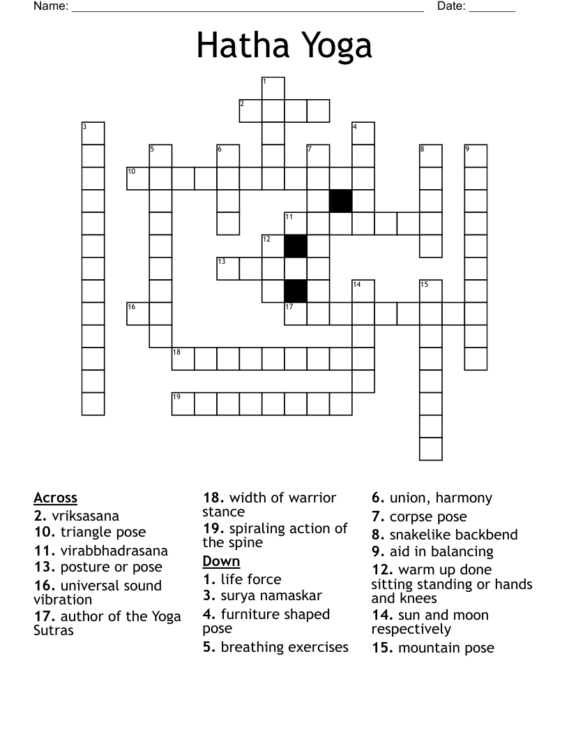 Hatha Yoga Crossword