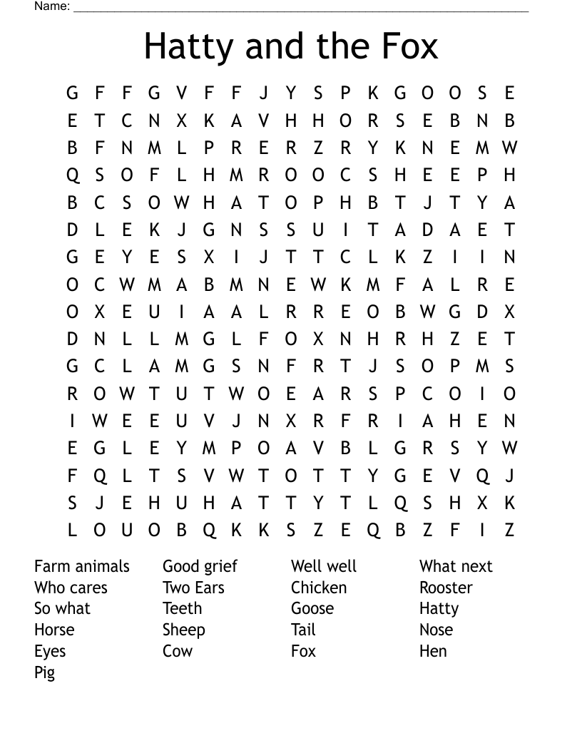 Hatty and the Fox Word Search