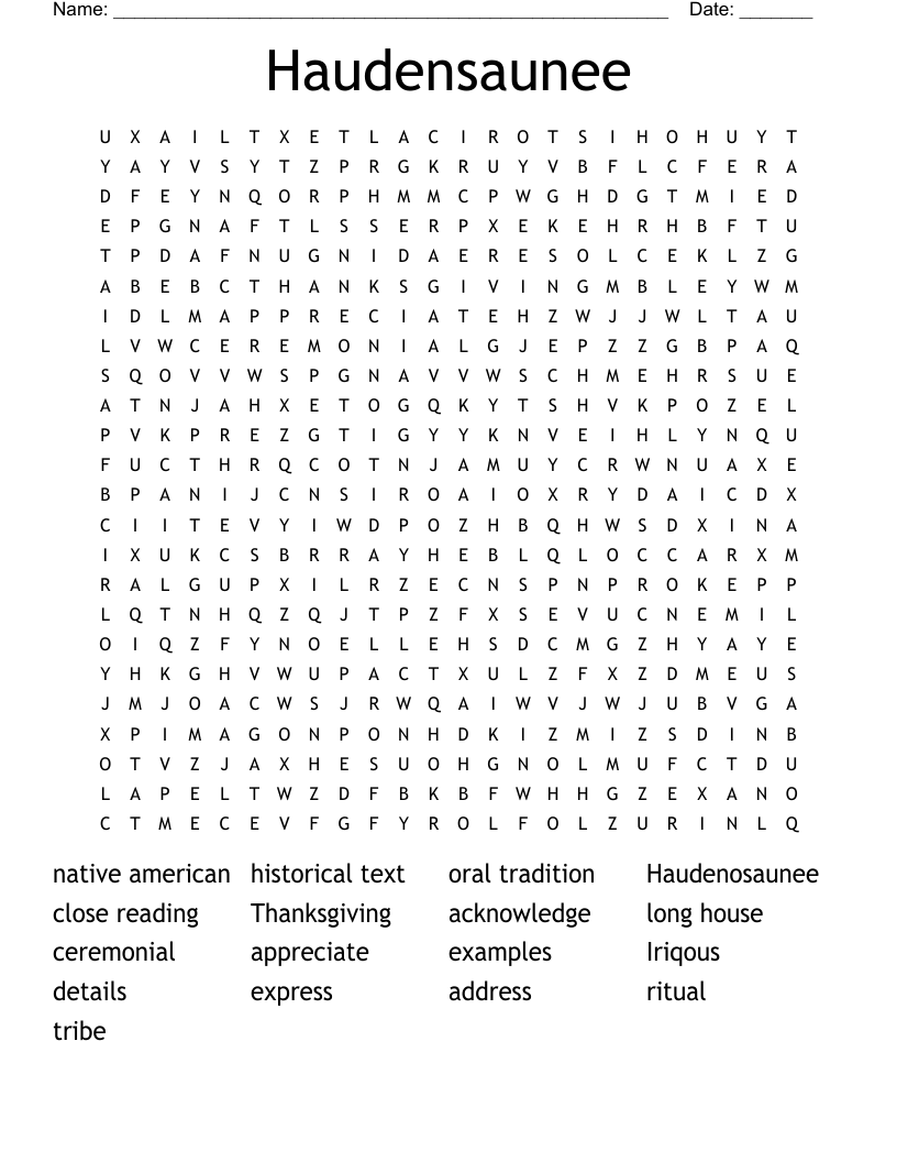 Haudensaunee Word Search