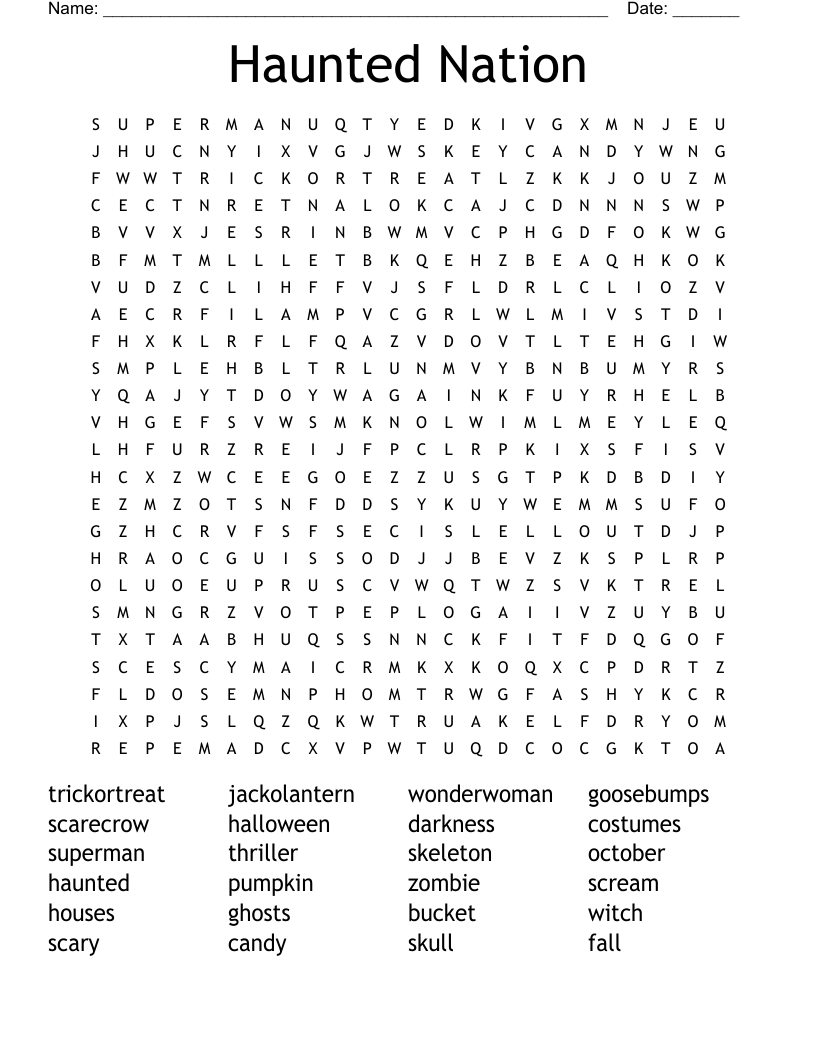 Haunted Nation Word Search