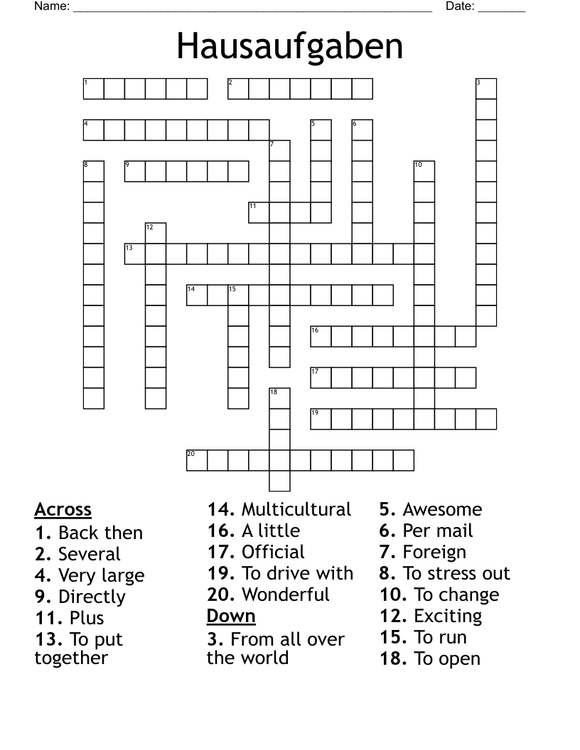 Hausaufgaben Crossword