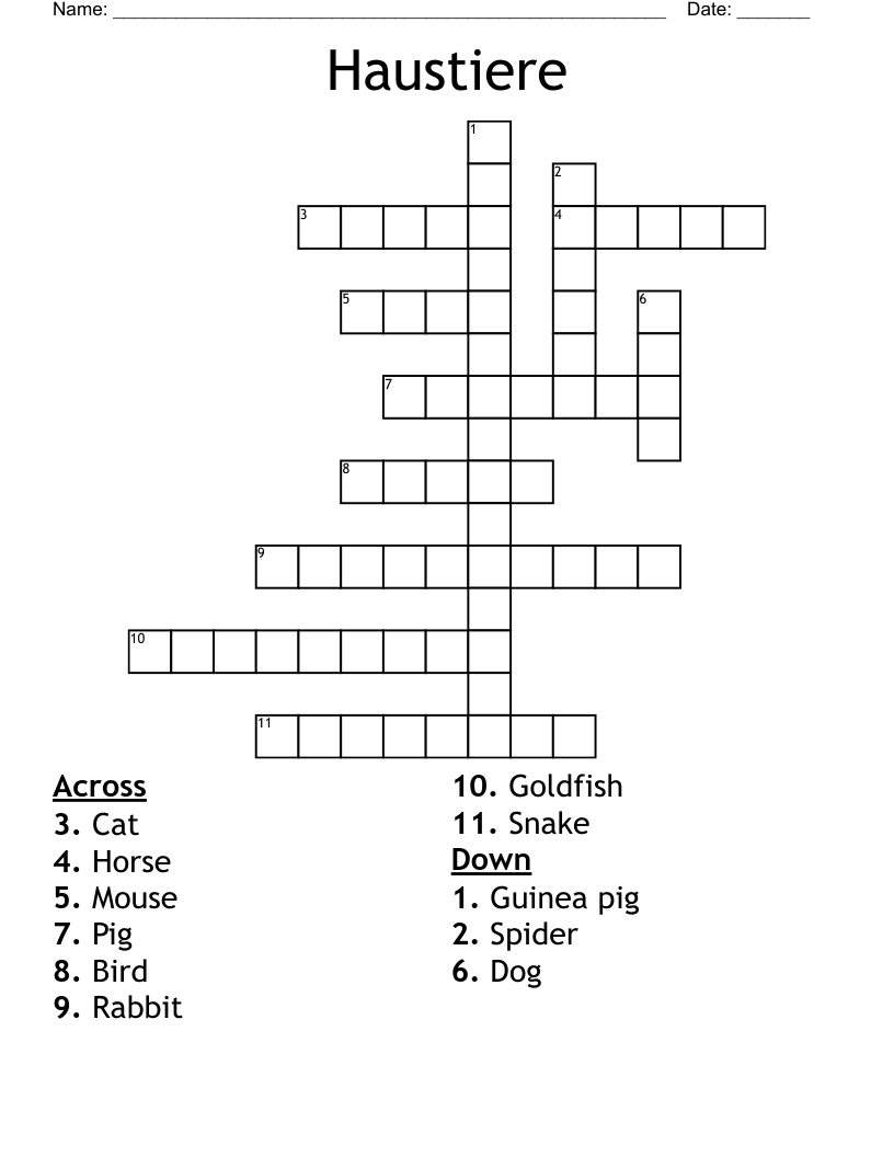 Haustiere Crossword