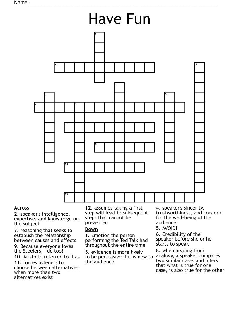 Have Fun  Crossword
