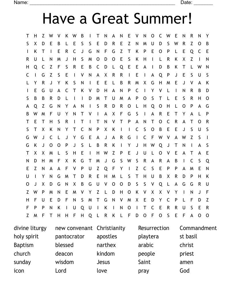 Have a Great Summer! Word Search