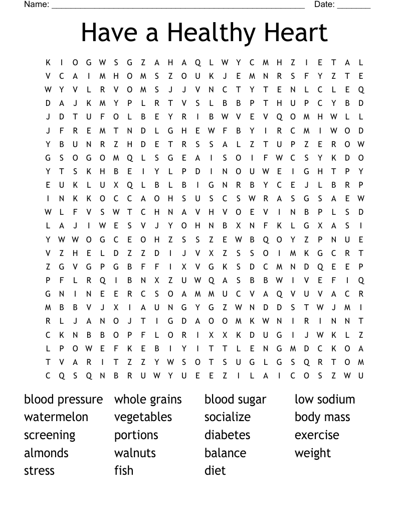 Have a Healthy Heart Word Search