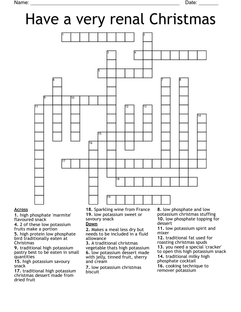 Have a very renal Christmas Crossword