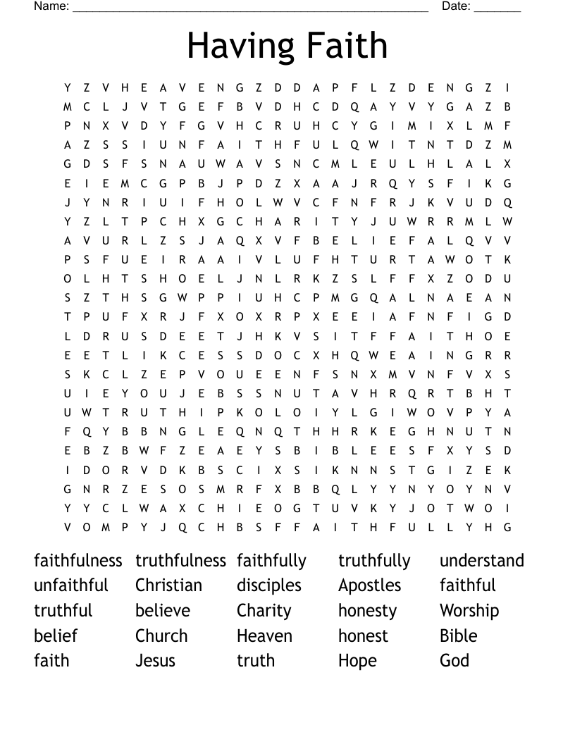Having Faith Word Search