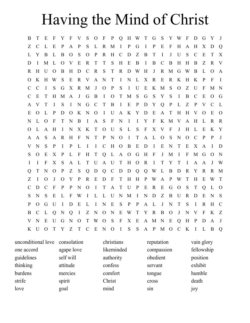 Having the Mind of Christ Word Search